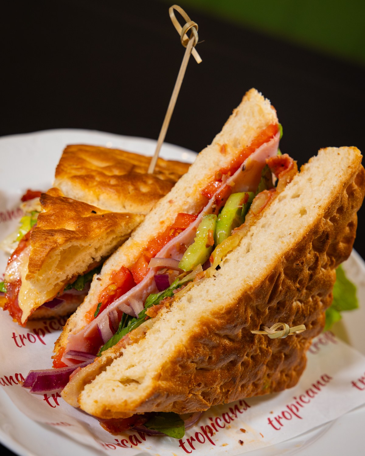A toasted panini at Tropicana